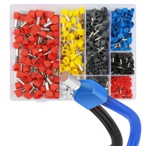 Hot 750Pcs Twin Wire Ferrules Kit Wire Terminal Ferrules Crimp Connector Twin Ferrules Dual Bootlace Ferrule Teminator Kit