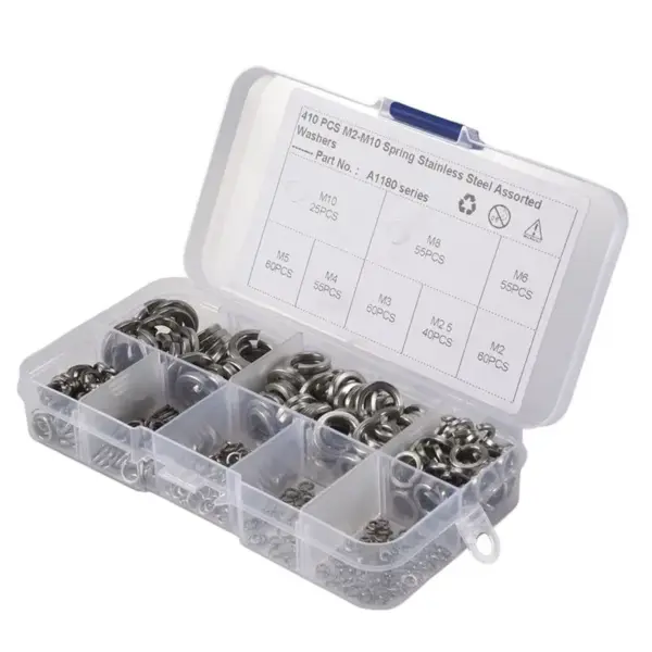 ~Latest Model Spring Lock Washer,304 Stainless Steel Spring Lock Washer Assortment Set (410-Pcs,8-Size)