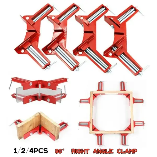 1/2/4pcs 4 inch 90 Degrees Angle Clamp Right Angle Woodworking Frame Clamp DIY Glass Clamps Corner Holder Woodworking Hand Tool