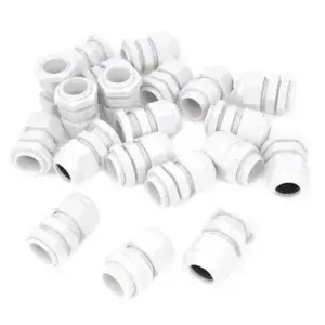 20 Pcs PG13.5 White Plastic 6mm to 12mm Dia Waterproof Cable Glands Connector