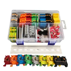 PT2.5 Push-in Spring Contact Terminal Block End Cover Stop Insertion Jumper Bridge Marker Strip Din Rail Assembly Combined Kit