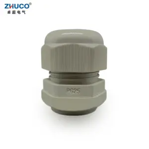 ZHUCO 10Pcs PG25 Plastic Nylon Waterproof Cable Gland Cord Protector Grey Seal Joint Cover Adjustable 16-21mm with Rubber Gasket