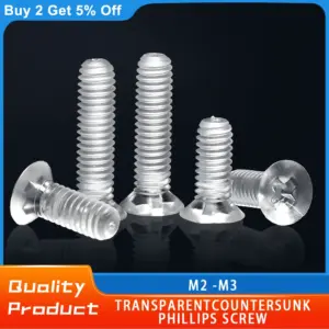 100pcs/200pcs plastic Phillips screws nylon transparent screws PC countersunk head cross acrylic Acrylic Clear flat screw  M3 M4