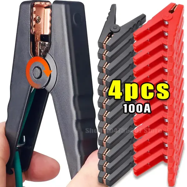 Car Battery Ignition Wire Spring Clip Alligator Clip Electrical Test Crocodile Clamp 100A Connector for Multimeter Battery Clip