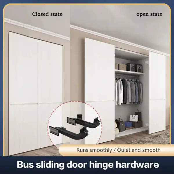 Heavy Duty Outward Bus Door Hinge 90KG Soft Closing Damping Buffer Silent For Cabinet Wardrobe Sliding Door Connecting Rod
