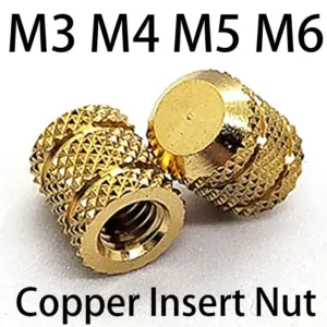 M3 M4 M5 M6 Brass Heat Set Threaded Inserts Nuts Blind Hole Injection Molding Hot Melt Embedded Knurl Insertion Copper Nutsert