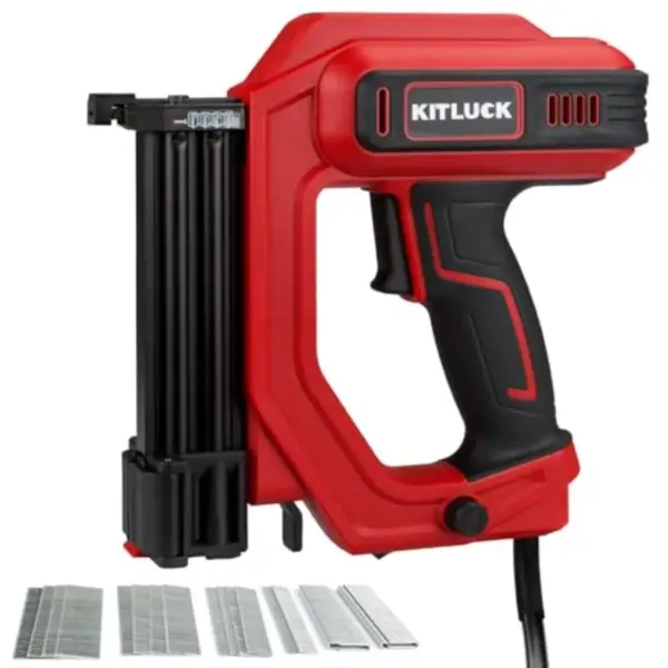 Brad Nailer 2-in-1 120V Electric Staple Gun/Nail Gun for Woodworking DIY Carpentry Light Upholstery Steel Black High Precision