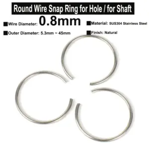 Yiqianyuan 10Pcs round Wire Diameter 0.8mm SUS304 Stainless Steel Snap Rings Non-standard Hole Retainer Circlips for Shaft
