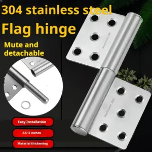 304 Stainless Steel Heavy Duty Flag Hinge Detachable For Bathroom Aluminum Alloy Fire Door Toilet Hinge
