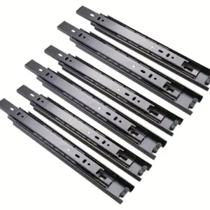 Black Cabinet Drawer Slides 3-Section Thickened Smooth Quiet Ball Bearing Damping Soft Close Drawer Slides Hardware Accessories