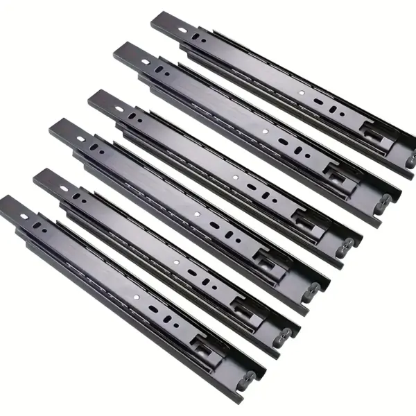 Black Cabinet Drawer Slides 3-Section Thickened Smooth Quiet Ball Bearing Damping Soft Close Drawer Slides Hardware Accessories