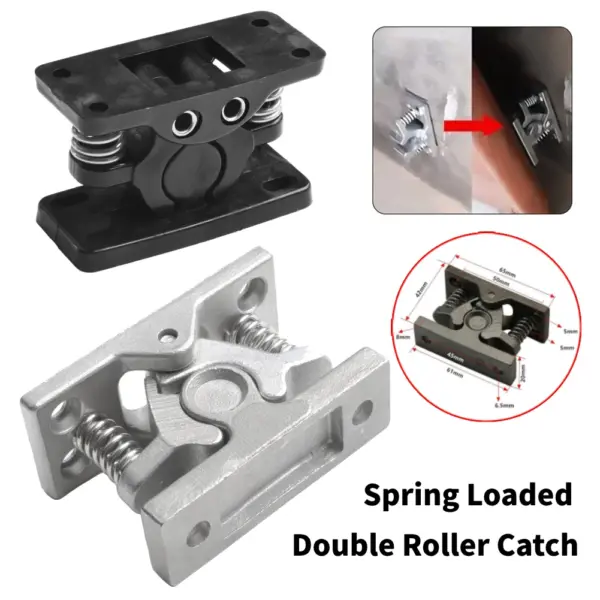 Double Roller Catch With Spring Loaded Stainless Steel Door Lock Stop Clamp RV Door Clamp Clip Hardware Safety Door Hasp Lock