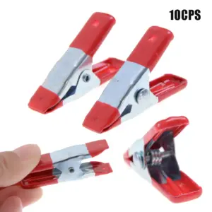 10pcs 2" Mini Metal Heavy Duty Spring Clamps Crocodile Clip Red Plastic Tips Tool Clips Grip Holder