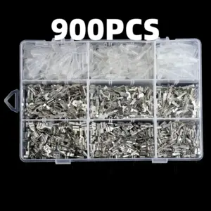 900pcs Insulated Spade Terminal Kit Electrical Crimp Connectors 2.8/4.8/6.3mm with Insulation Sleeves