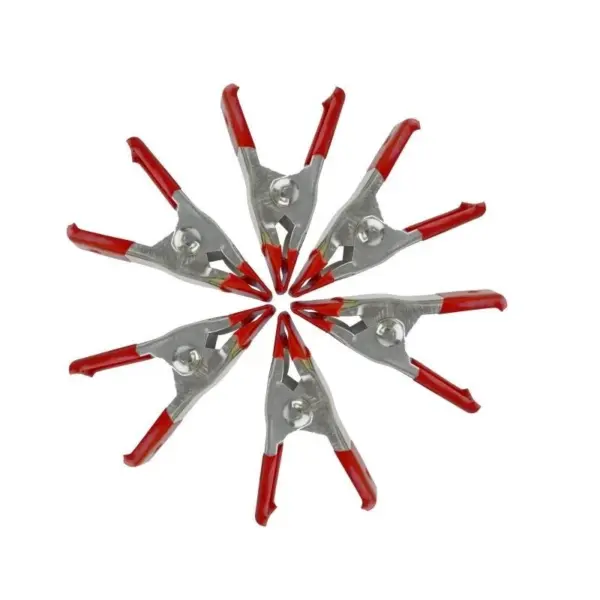 5pcs 6" Mini Metal Heavy Duty Spring Clamps Crocodile Clip Red Plastic Tips Tool Clips Grip Holder HT420