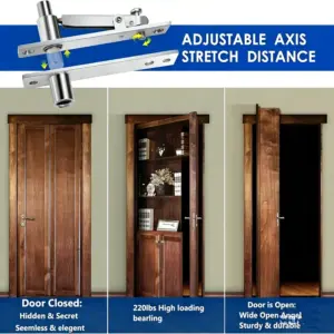 360° Rotation Heavy Duty Pivot Hinge,Stainless Steel Hidden Door Hinges,Invisible Pivot Door Hardware for Secret Doors Bookshelf