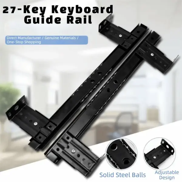 2PCS New Ball Bearing Drawer Runners Full Extension Side Mounting Pull Out Tray Adjustable Low-Noise Drawer Glides Dresser