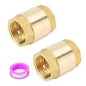 ABKJ-2PCS NPT Female Thread Spring Check Valve, Solid Brass Non Return One Way Horizontal Check Valve For Well, Pump