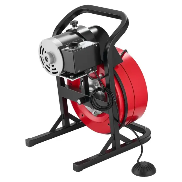 Drain Cleaner Machine 50 FT x 1/2 Inch, Manual Feed Sewer Snake Auger with 4 Cutters & Air-Activated Foot Switch for 2" to 6"