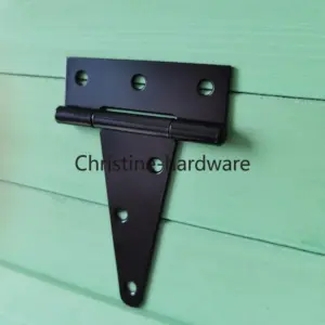 5/1Sets Heavy Duty Black T Shape Iron Hinges Galvanized Door Gate Hardware Hinges Shed Cabinet Barn Room Strap Hinge with Screw