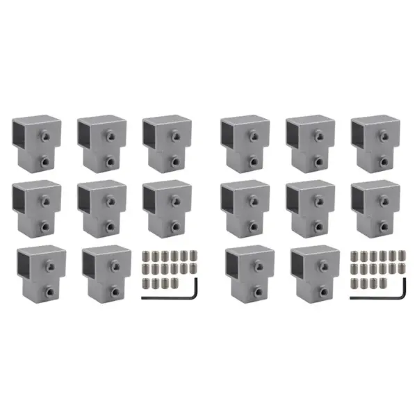 A008 16 PCS 1In/25 Mm Square Tube Connector, 3-Way Pipe Fitting Connector Aluminum Alloy Tee Chain End Rails Clamps A