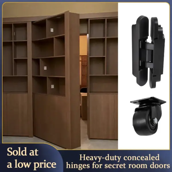 Invisible Door Secret Room Bookcase Hidden Study Rotary Cabinet Door Hinge Push And Pull Cabinet Super Heavy Duty Silent Hinge