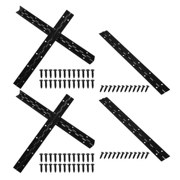 6Pcs 12-Inch Black Iron Continuous Piano Hinge for Furniture Cabinets Boxes Doors Woodworking Smooth Quiet Heavy-Duty Long