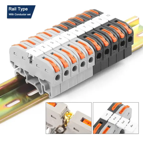 Din Rail Terminal Block 211 With Splicing Conductor mark Wire Connector Instead Of UK2.5 Quick Cable Wiring Connectors Set