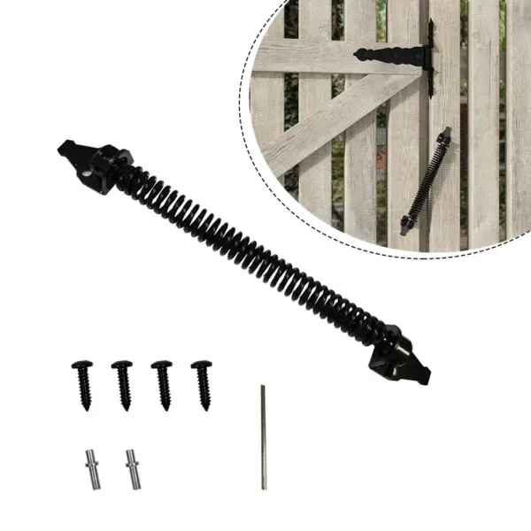 Heavy Duty Carbon Steel Spring Door Hinge Latch For Self Closing Fence Gate Garden Entrance Indoor Room Or Pet Enclosures