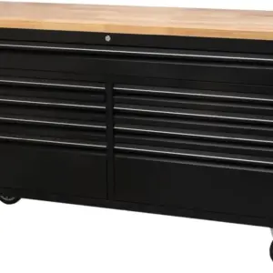 61-Inch Mobile Tool Chest with 9 Drawers, Lockable Rolling Cabinet for Garage Workshops, Black