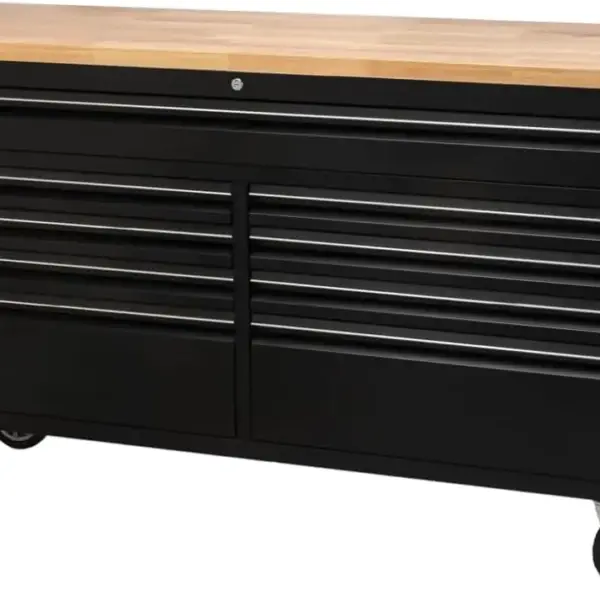 61-Inch Mobile Tool Chest with 9 Drawers, Lockable Rolling Cabinet for Garage Workshops, Black