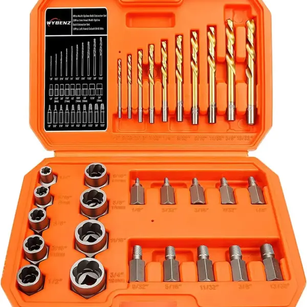 29Pcs Screw & Bolt Extractor Set with Left-Hand Drill Bits, Easy Out Broken Lug Nut Removal for Damaged, Frozen, Rusted Bolts