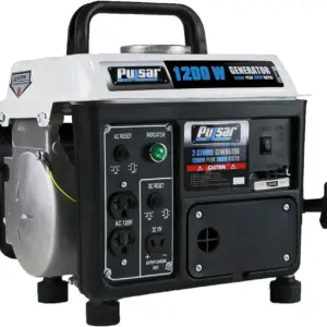 1200W Portable Gas Generator with Carrying Handle, Black/White - Reliable Power for Outdoor and Emergency Use