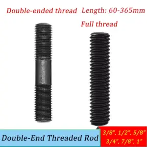Double-End Threaded Rod 3/8"-1" Inch UNC/SAE Stud Bolt | Stainless Steel/Carbon Steel for Machinery/Auto