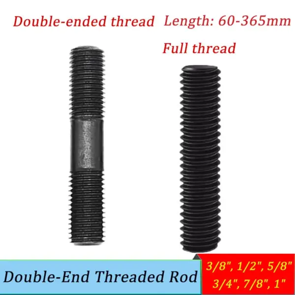 Double-End Threaded Rod 3/8"-1" Inch UNC/SAE Stud Bolt | Stainless Steel/Carbon Steel for Machinery/Auto