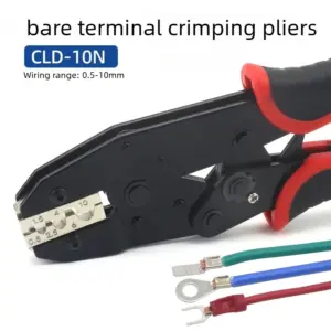 CLD-10N Bare Terminal Ratchet Crimping Pliers for OT/UT C45 Pin Blade SC Copper Lug Cold Press Industrial Electrical Wiring Tool