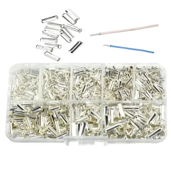 1100pcs Non-Insulated Wire Ferrules Kit 0.5-6mm² 22-10 AWG Bare Copper Cable End Sleeves Crimp Connectors Electrical Terminals