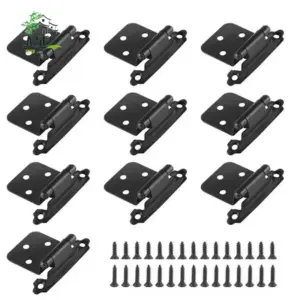 A05E-Kitchen Doors Hinges 10Pcs Cabinet Drawer Hardware Heavy-Duty Overlay Reused Self-Closing W/ Screws Cold-Rolled Steel