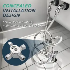 3/8 Inch Leads Frees Brass Below Deck Thermostatic Mixing Valve Precise Hot Cold Water Control Silver Compression Fittings Set