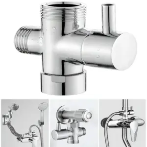Three-Way Shower Shunt Valve - Easy Install Diverter Valve Water Separator Shower Tee Adapter Adjustable Replacement Part
