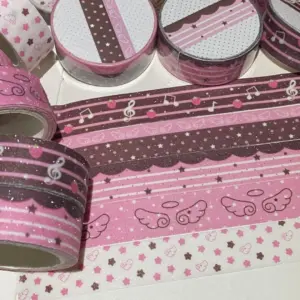 2M Ins Cute Pink Brown Strawberry Tape Flash Sand Hand Account Decorative Tape Collage Planner DIY School Stationary Sticker