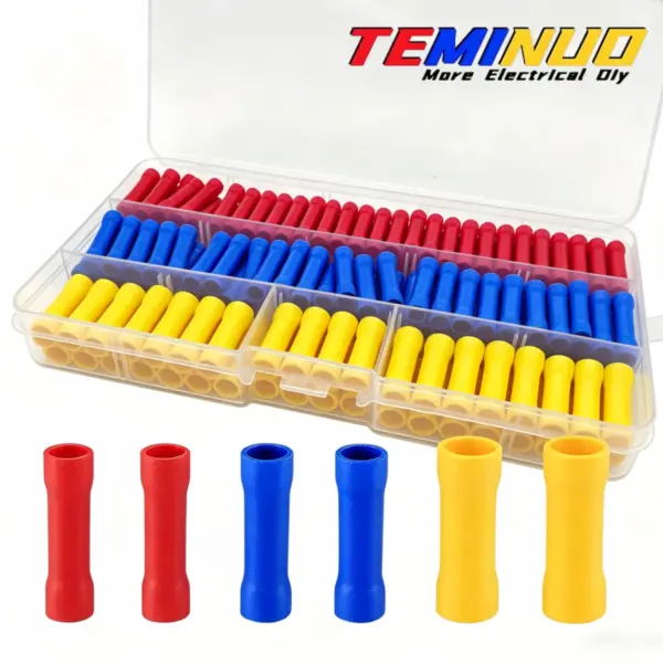 60/80/160pcs butt splice connectors kit，22-10AWG fully insulated PVC electrical wire crimp connectors