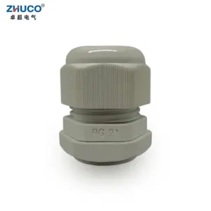 ZHUCO 10Pcs PG21 Grey Nylon Waterproof 13-18mm Cable Range  Gland Connector Joints Adjustable Cable Cover with Rubber Gasket