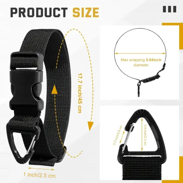 45cm Black Adjustable Extension Cord Organizer Heavy-Duty 3-Axis Buckle Storage Strap for Workshop Garage Cable Management