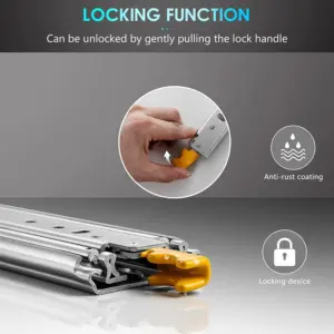 Heavy Duty Drawer Slides with Lock 30 40 60 Inch with Lock Full Extension Ball Bearing Locking Industrial Drawer Slides