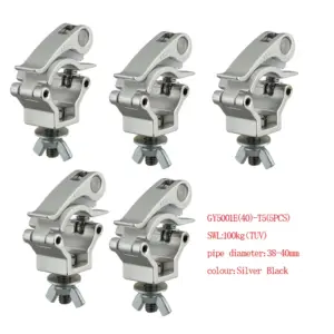 5 Pcs Easy Self Locking  Small Hook Universal Truss Clamp Aluminum Stage Fixture Hanger Heavy Duty 100kg Fits 38-40mm Pipe Tube