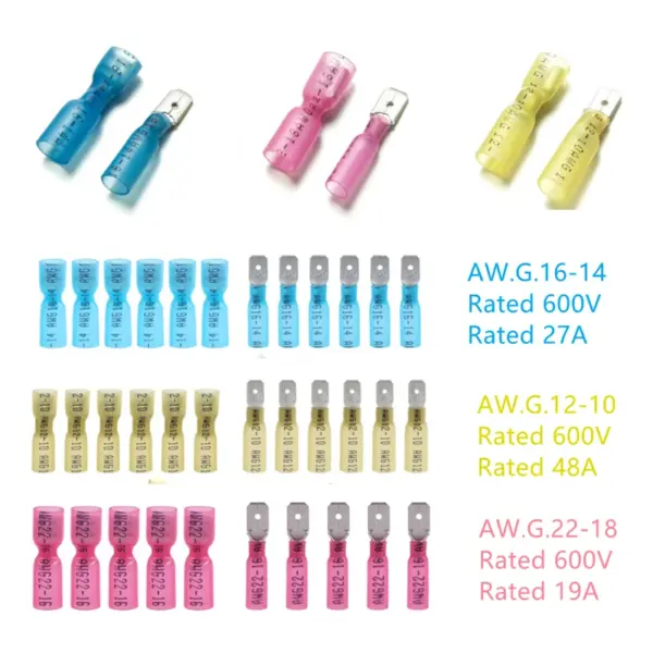 60Pcs Heat Shrink Spade Male & Female  Crimp Terminals Insulated Electric Wire Connector Assorted Kit