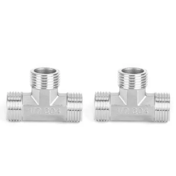 G1/2in Male Thread Stainless Steel TShaped Tee Connector Pipe Connection Fittings Accessories