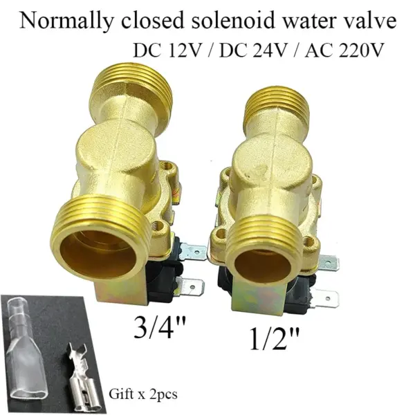 Electric Water Solenoid Valve DC 12V/24V & AC220V 1/2" 3/4" Male Thread Normally Closed Brass Small Water Control Valve DN20