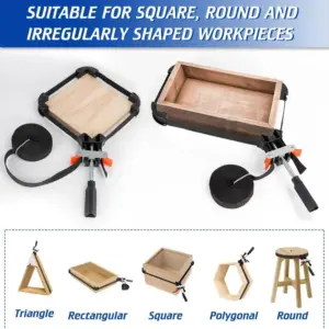 Comfortable Adjustable Band Clamp 4 Jaws Multi Function Strap Clamp Variable Angle Quick Release Corner Clamp Round Frame